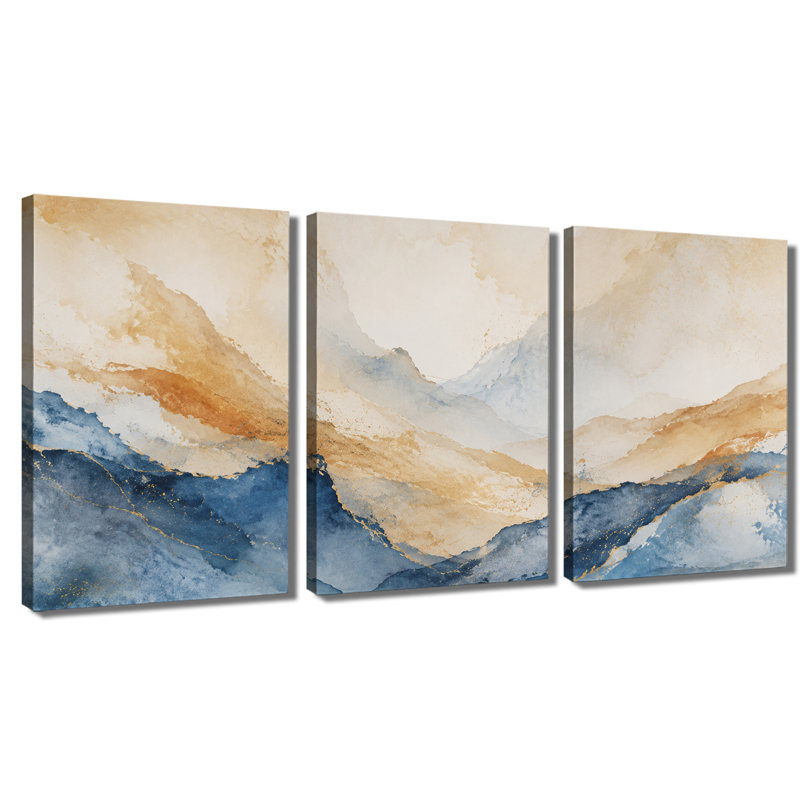 3 panneaux d'art mural, impression sur toile, paysage de montagne, 24 * 36 pouces * 3