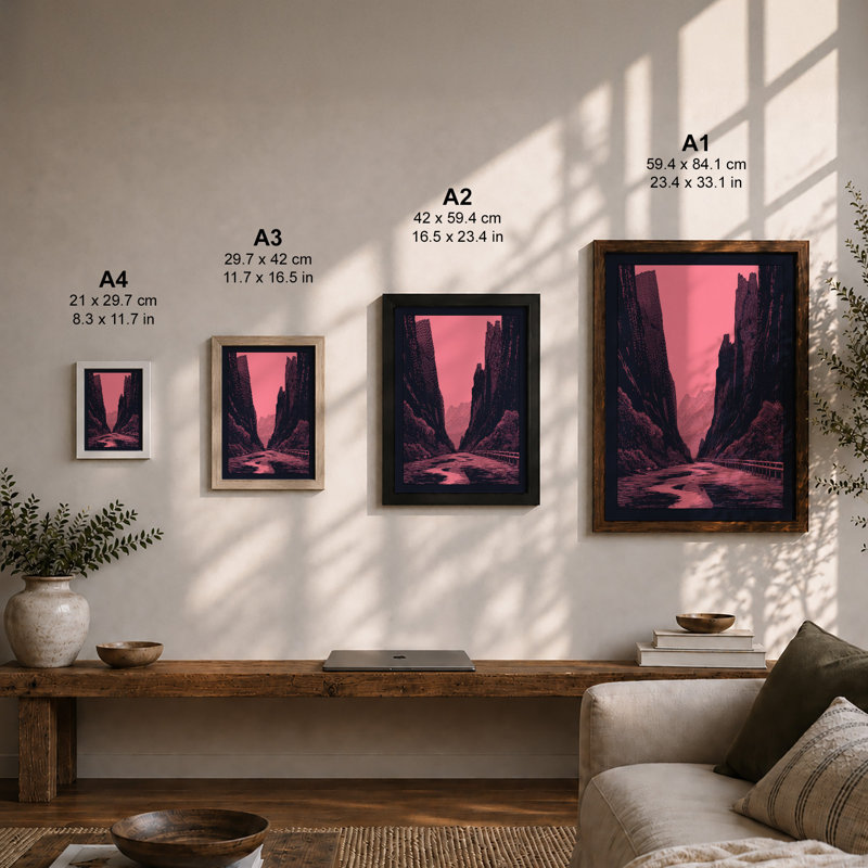 Canyon at Dusk Modern - Framed Print, A2 - 59.4 x 42.0 cm, Walnut