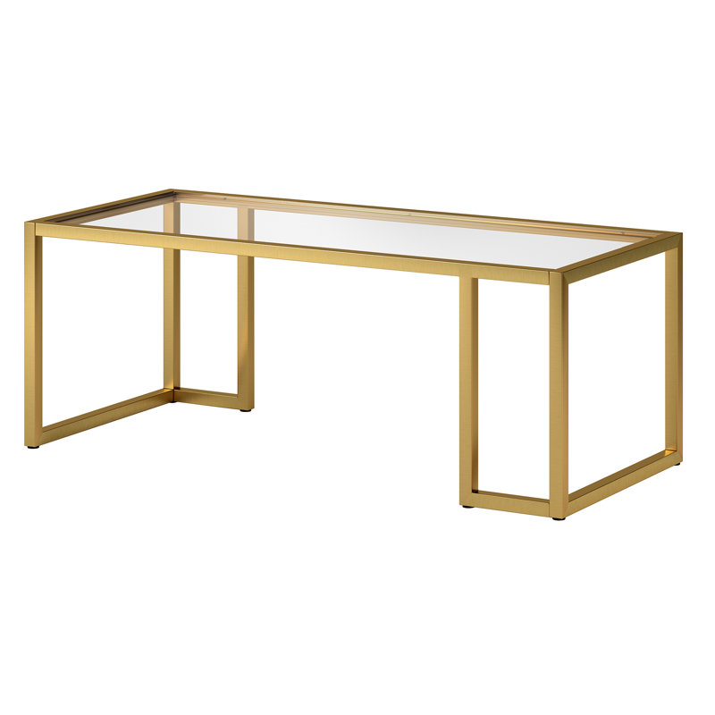 Table basse en acier et verre 45 po Oscar, Laiton