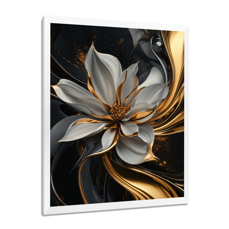 Mollie - art mural floral, H 32 po x l 16 po, Reproduction encadrée d'une seule photo, Blanc