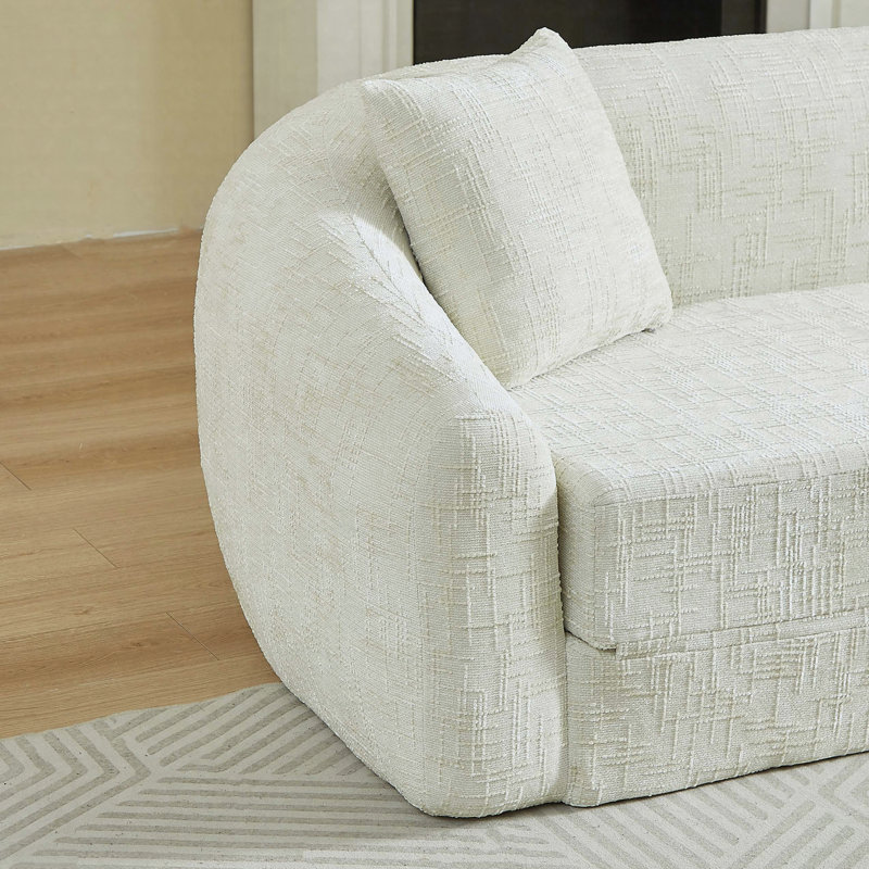 Canapé-lit inclinable incurvé pliable de 87 po, canapé 2 places en chenille, beige, Beige