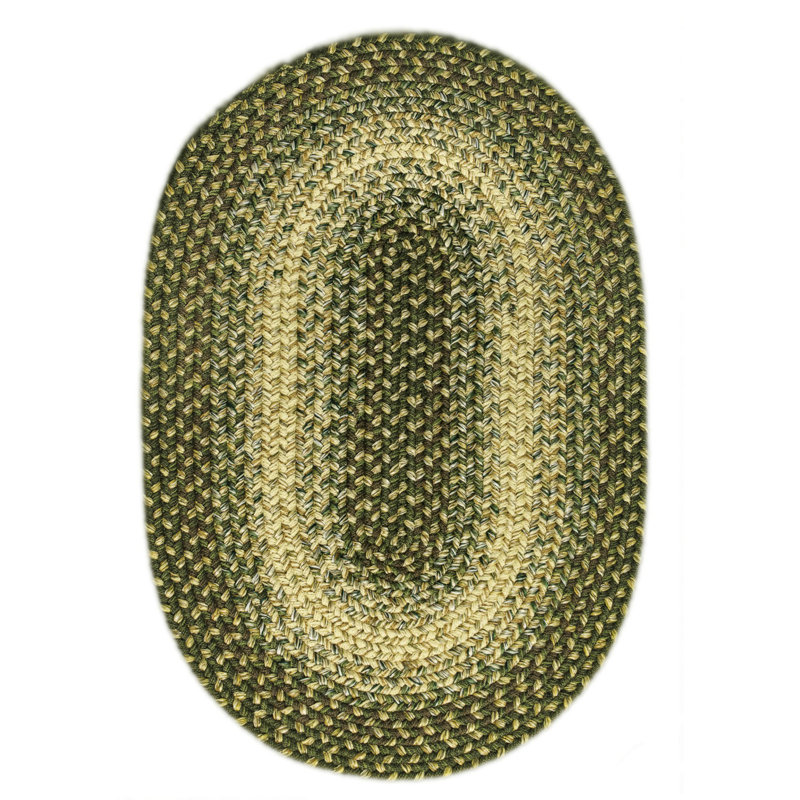 Tapis tressé vert forêt/beige Amabella, Ovale 3 pi x 5 pi