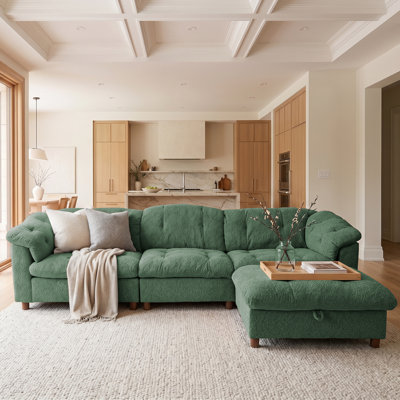 120" Oversized Modular Sectional Sofa with Storage Ottoman, Tufted Chenille Deep Seat Couch for Living Room, Apartment, Condo,Family Room