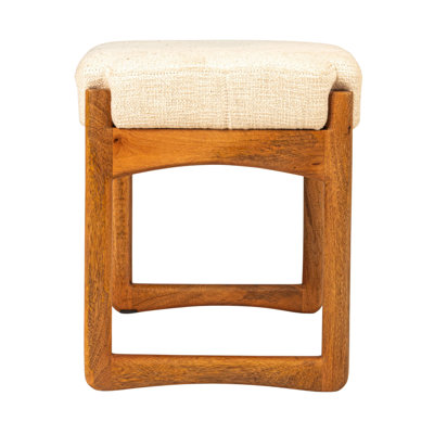 Mango Wood and Boucle Stool, Natural