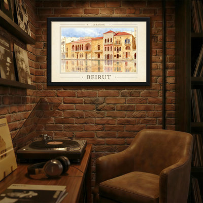 Scenic & Cityscapes Lebanon Beirut Architecture Reflection Watercolor Art Print