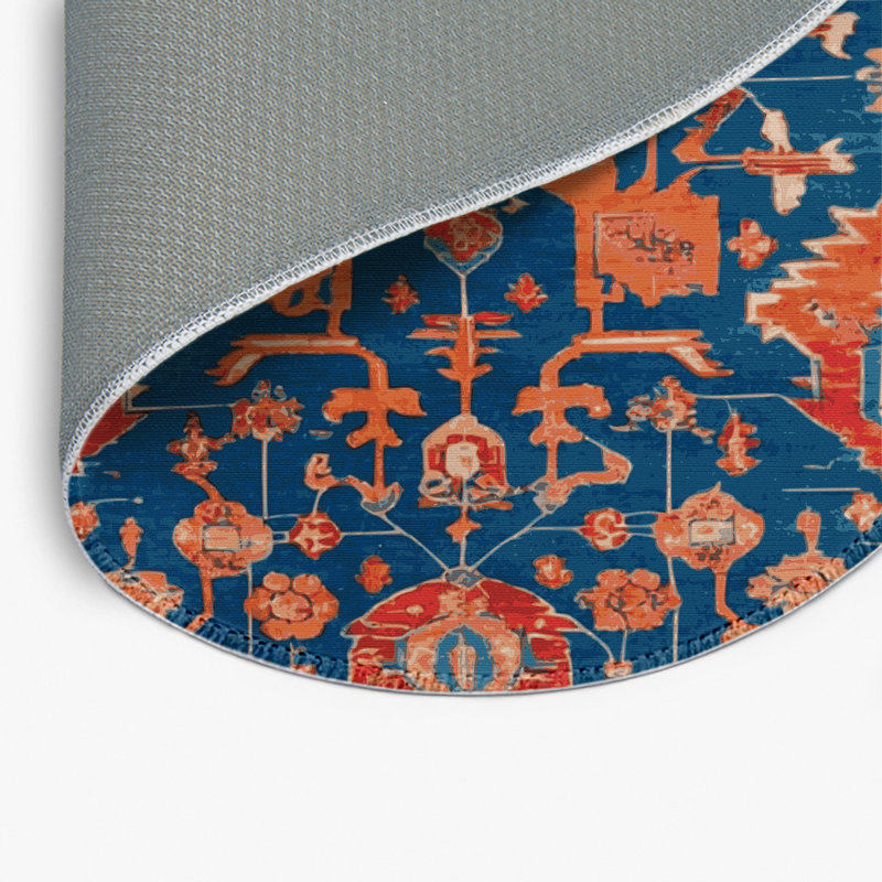 Tapis gris d'intérieur et d'extérieur Tabriz, Rond 5 pi