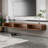 Fully Assembled 80" Handmade Floating TV Stand，Modern Wall-mounted Media Center with Flip-up Storage，Soft-close Doors，Solid Walnut Wood Veneer Finish-1285656412
