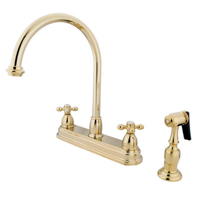 Kingston Brass Vintage Two-Handle 4-Hole 8" Centerset Kitchen Faucet with Side Sprayer