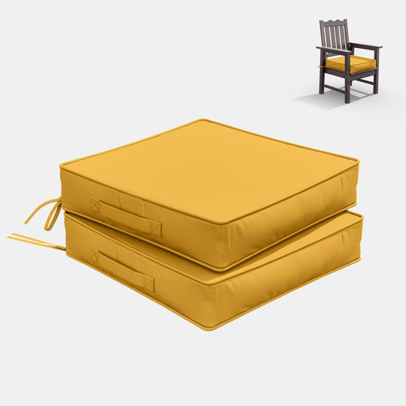 Coussins de siège d'extérieur 4 po et coussins de siège de salle à manger 19 po x 19 po, Brun