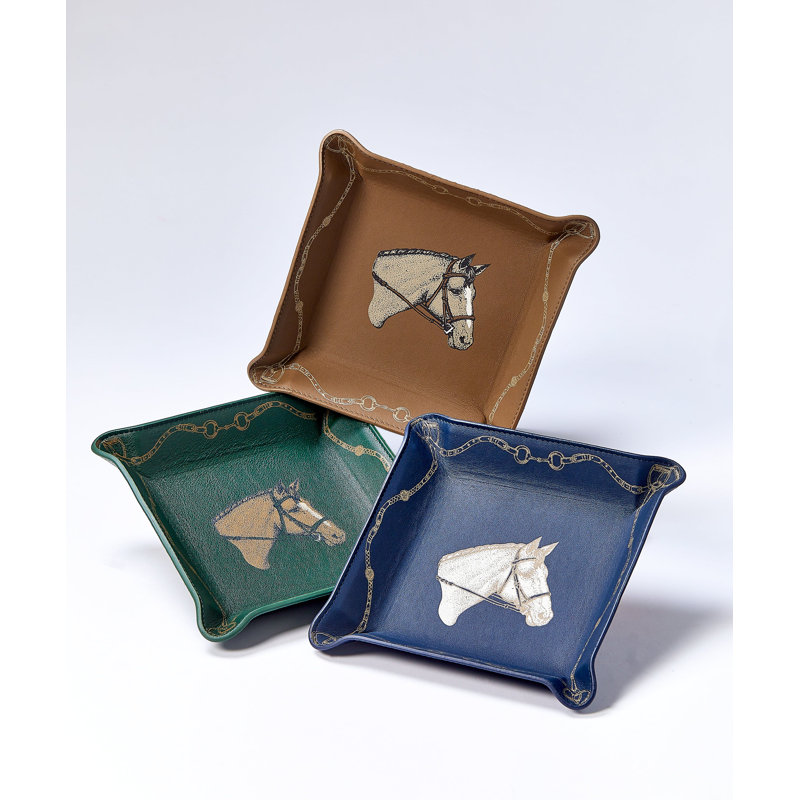 Equestrian Leather Catchall Tray, Blue