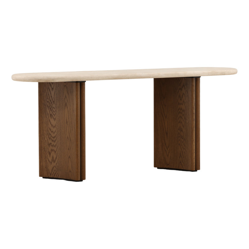 Oja Console Table Brown, Brown, Cream Marble / Brown, Cream Marble
