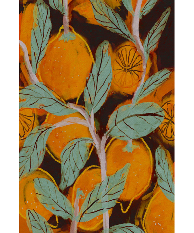 Orange Orchard Vibes by Treechild — Floral Wall Art, 40 × 60, Matted Framed Print, White