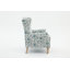 Fauteuil d'appoint moderne à oreilles à motif floral, avec pieds en bois massif de style romain et coussin en mousse haute densité, idéal pour le salon et la chambre.