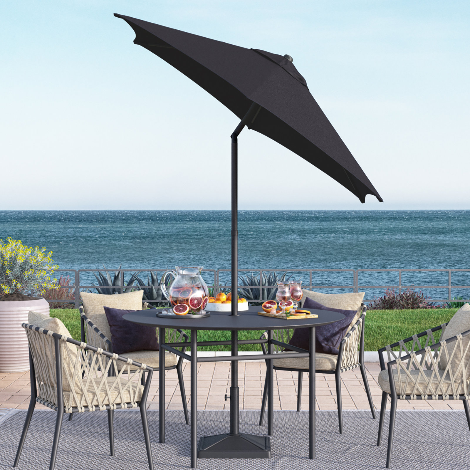 Toscana 90'' Outdoor Umbrella, Navy Blue - Polyester