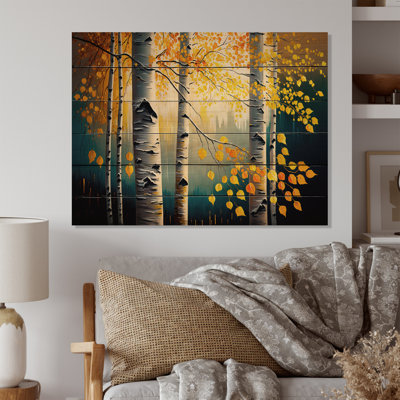 Into A Golden Birch Forest V - Paysage, art mural sur toile