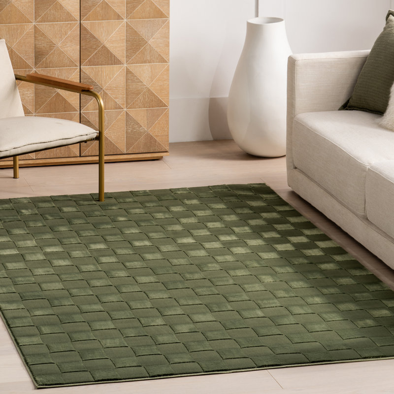 Alaiya Checkered Machine Washable Area Rug, Rectangle 2' x 3'
