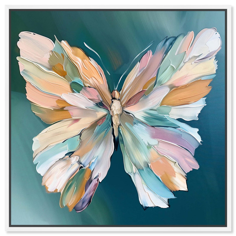 «Dreamscape Butterfly» par Art Remedy, H 21 po x l 21 po x P 1,8 po, Cadre flottant blanc