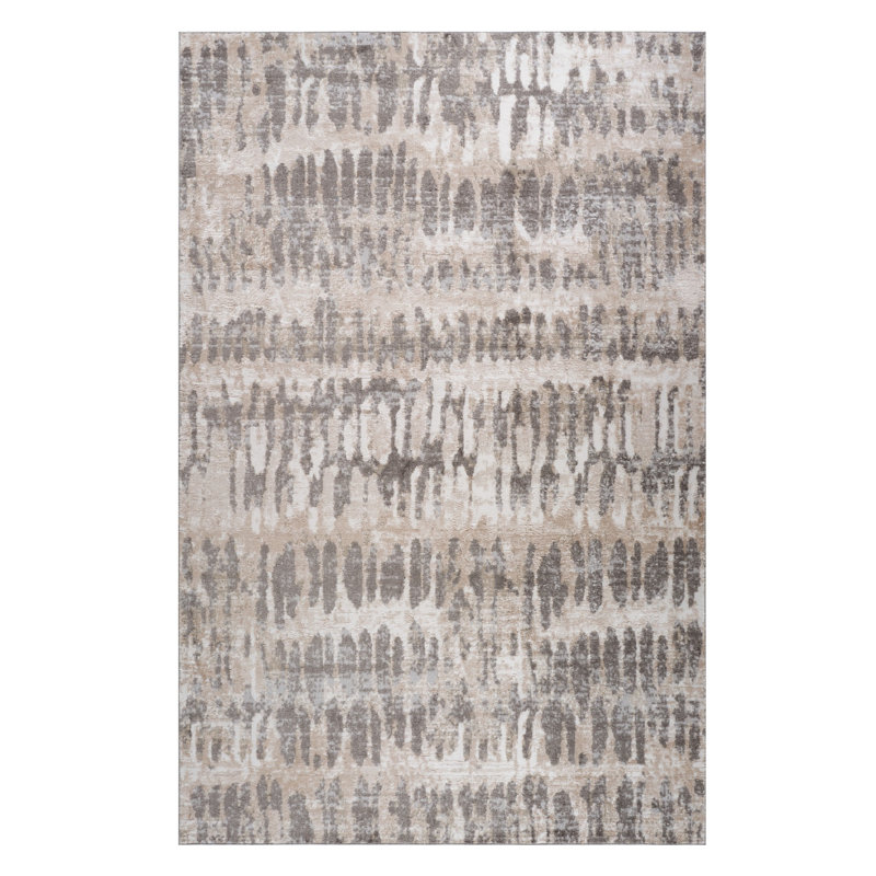 Tapis abstrait délavé beige et brun 5 pi x 8 pi