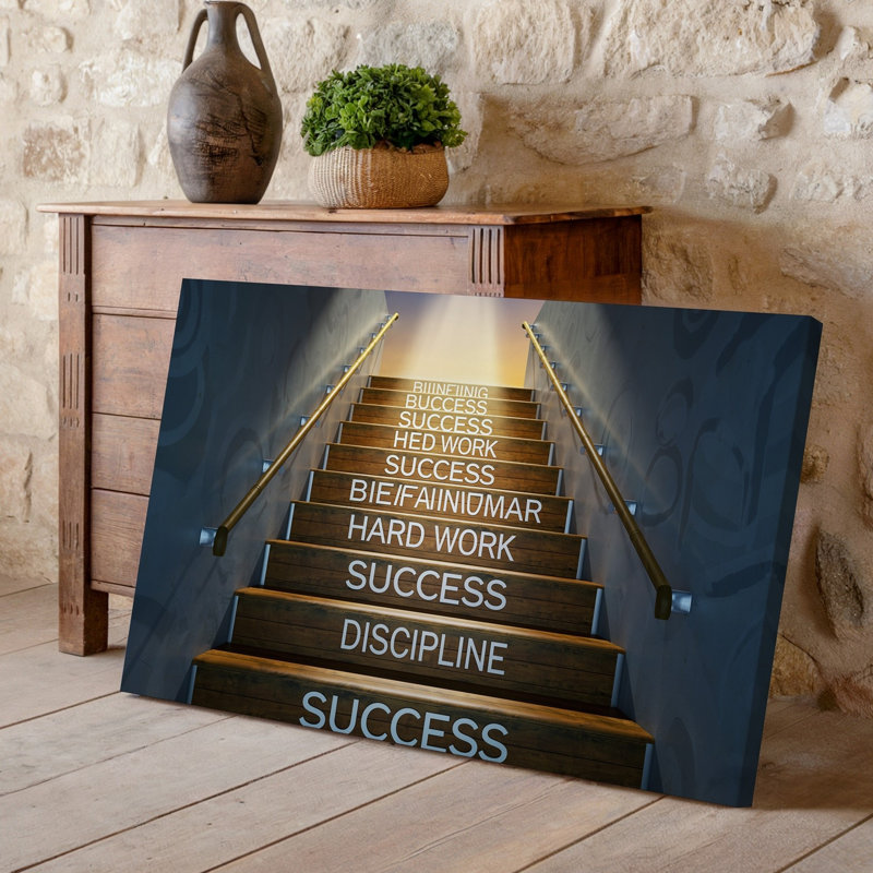 La toile crée une image d’un escalier qui monte dans un art mural lumineux, H 30 po x l 40 po