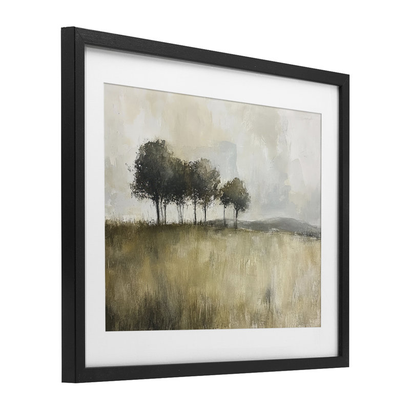 «Earthy Woodland Trees», reproduction encadrée sous verre, conception de Mona Grace, H 13 po x l 16 po, Cadre noir minuit