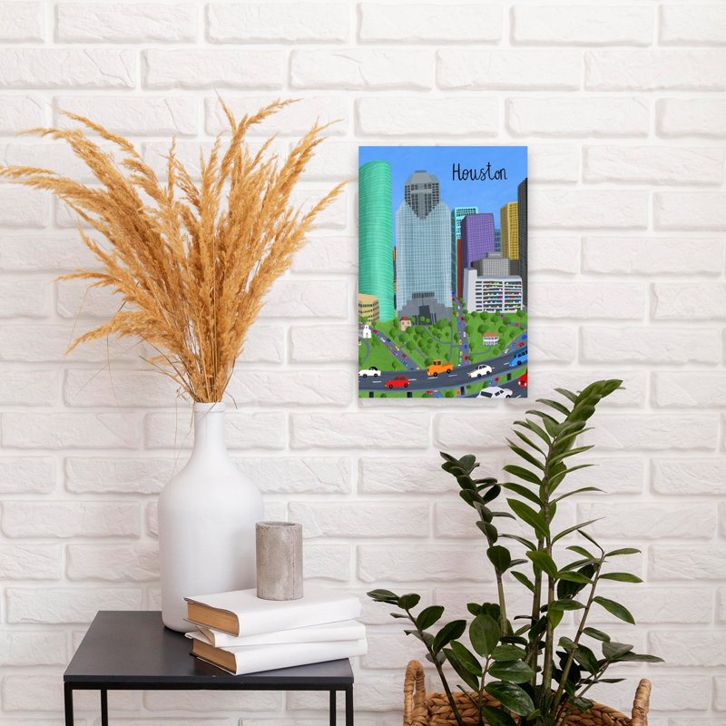 Vibrant Houston Cityscape Colorful Modern Vibrant City Landscape Wall Art Print 1 Piece Wrapped Canvas Wall Art