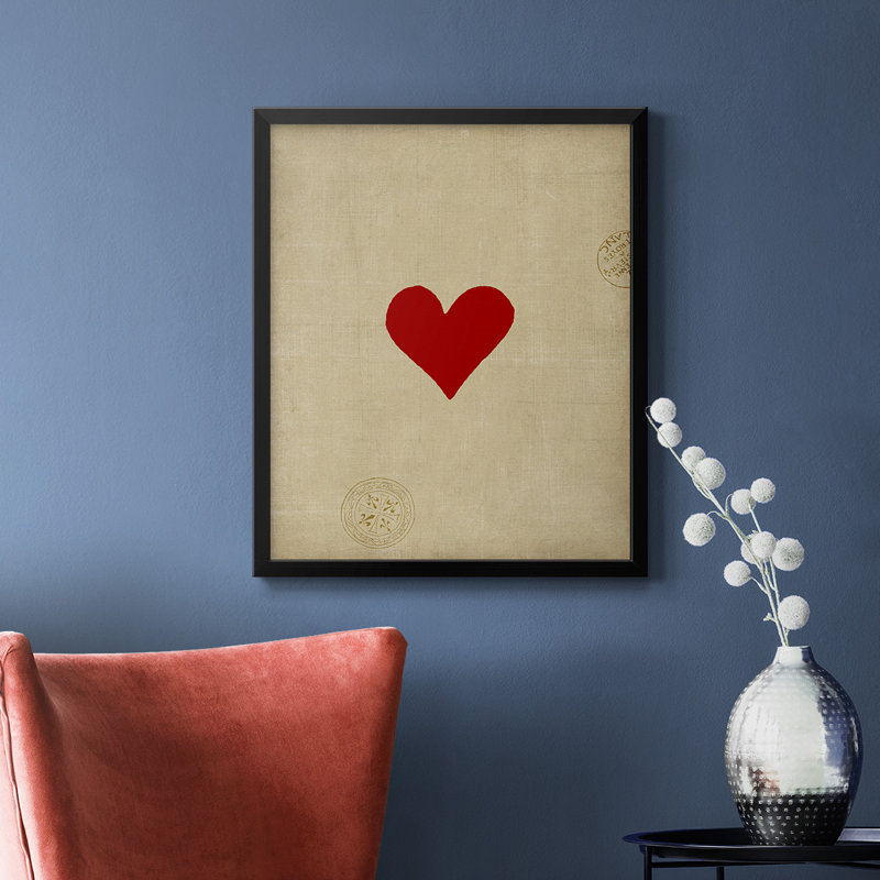Toile encadrée de petit cœur de qualité supérieure - prête à être accrochée, Noir, H 24 po x l 20 po