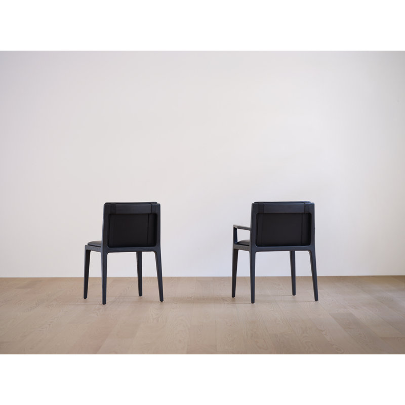 Jona Leather Arm Chair, Milano Black 2522, Natural Walnut