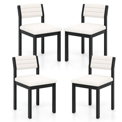 Gymax Dining Chair Sherpa Upholstered Kitchen Chairs w/ Wood Frame White