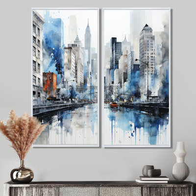 Gris, bleu, minimalisme, euphorie urbaine I - impressions sur toile industrielles vertes