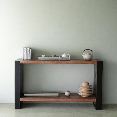 Console Mid-Century moderne en bois massif