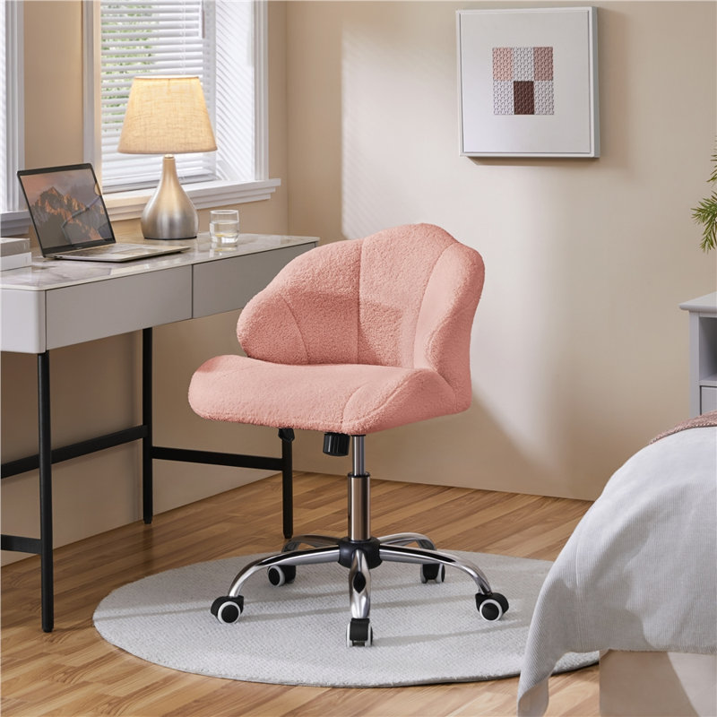 Velvet Desk Chair, Boucle / Pink