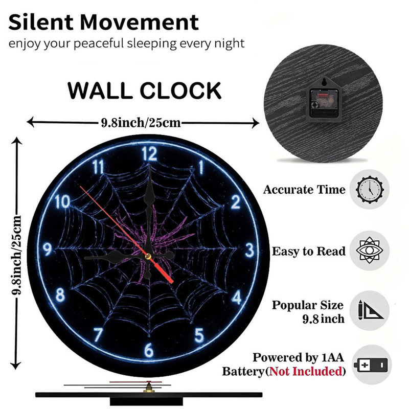 Horloge, chiffres, toile d'araignée