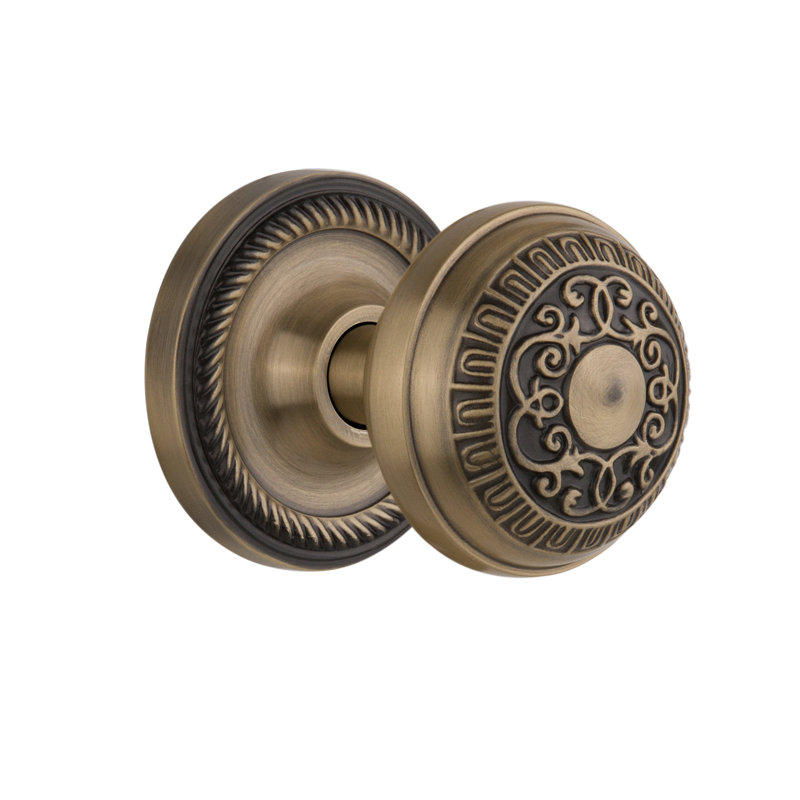 Rosette en corde avec bouton de porte œuf et fléchettes, Laiton antique, 2 3/8 po