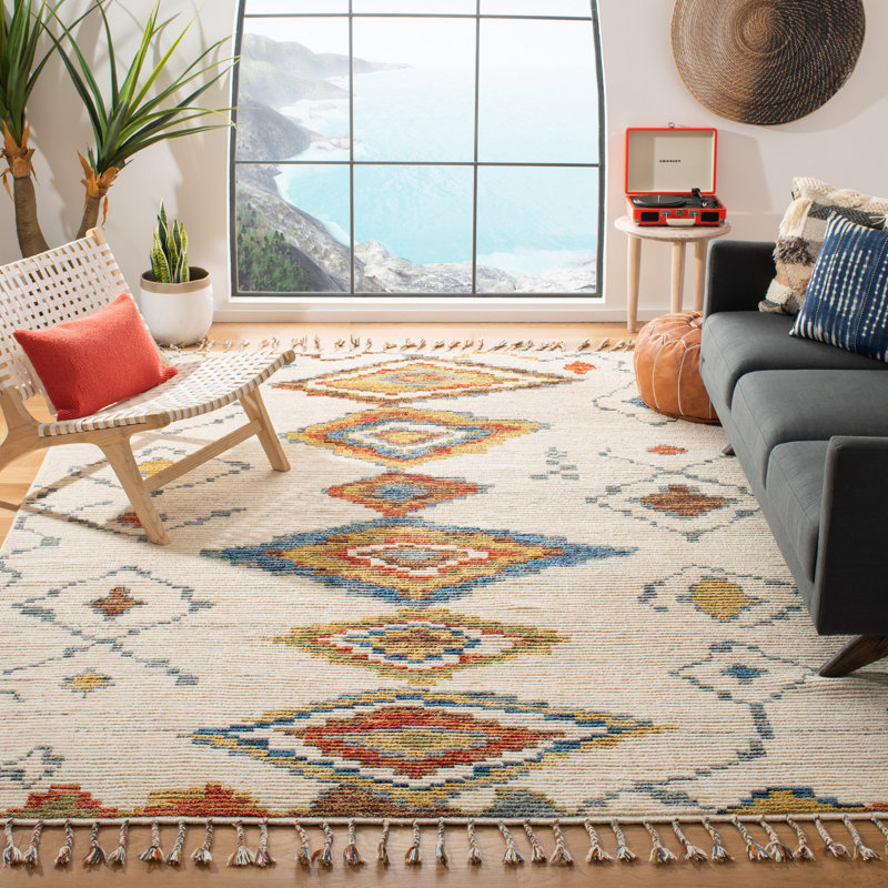 Tapis sud-ouest en laine et coton noué à la main Raeleigh
