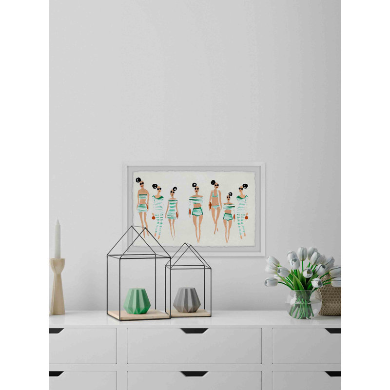 Green Stripes Fashion 1 Piece Single Picture Frame Painting, 20 cm H x 30 cm W x 4 cm D