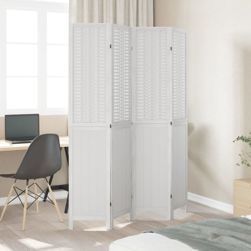 Farnum Solid Wood Accent Room Divider, White, 200cm H x 145cm W