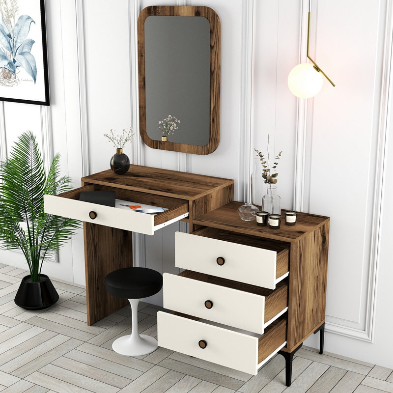 Commode Paucker, Blanc / Brun