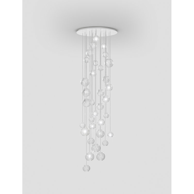 Oto Suspension Rc White Striped Glossy White G9 Ul, Crystal Striped Glass, Glossy White
