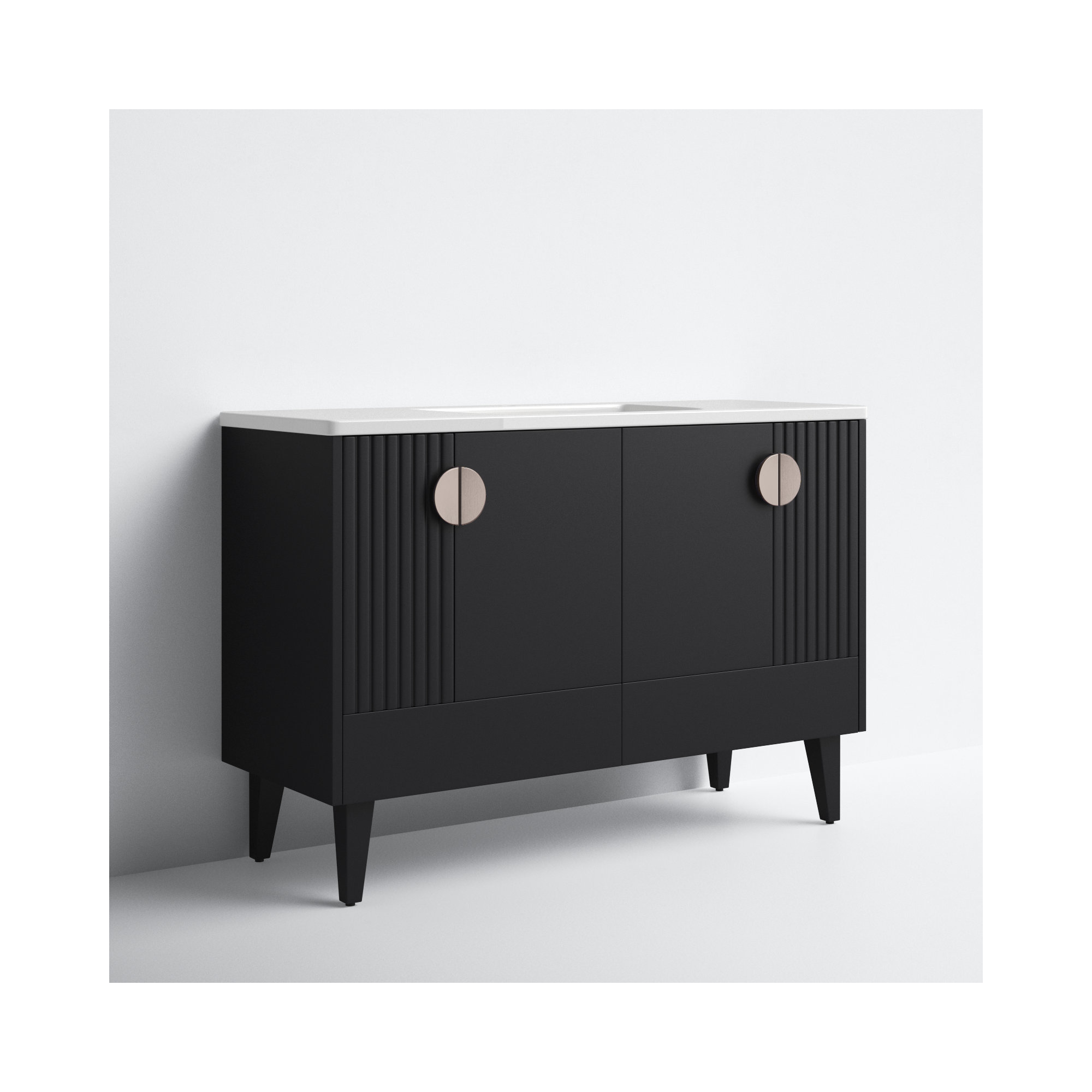 Saimah 48'' Single Bathroom Vanity, Black, Satin Nickel