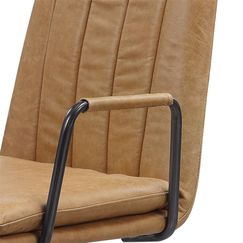 Eclarn Rum Top Grain Leather Office Chair, Light Brown, Brown, Faux Leather