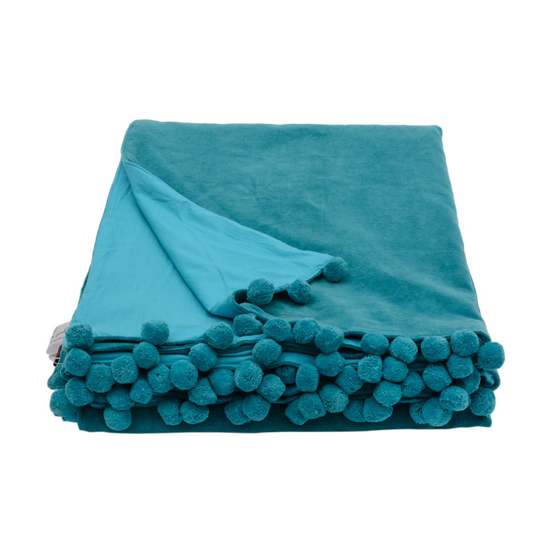 Reith Hand Woven Throw Blanket, Teal Blue