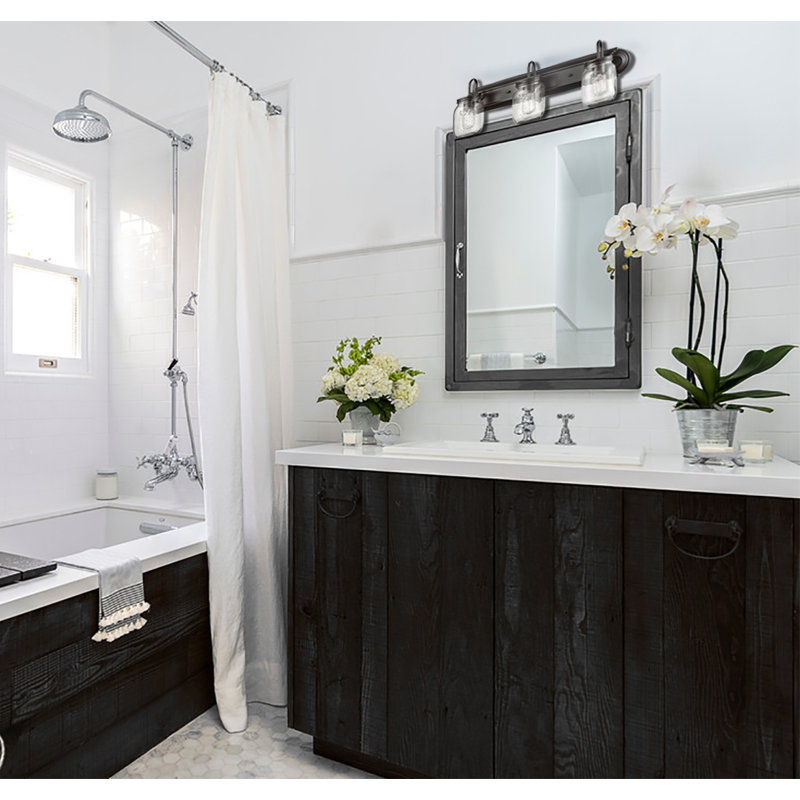 Éclairage pour salle de bain 3 lumières en bronze frotté à l’huile Mulholland