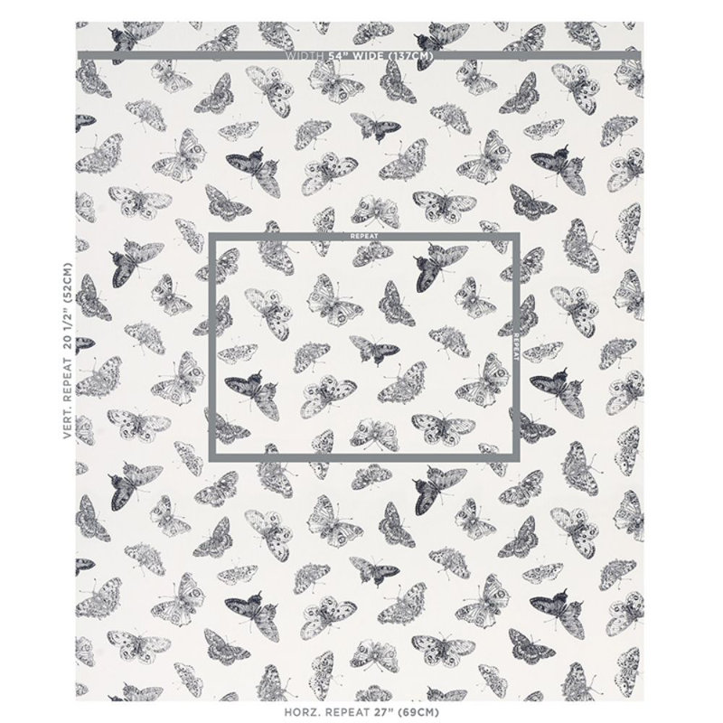 Burnell Butterfly Fabric, Black