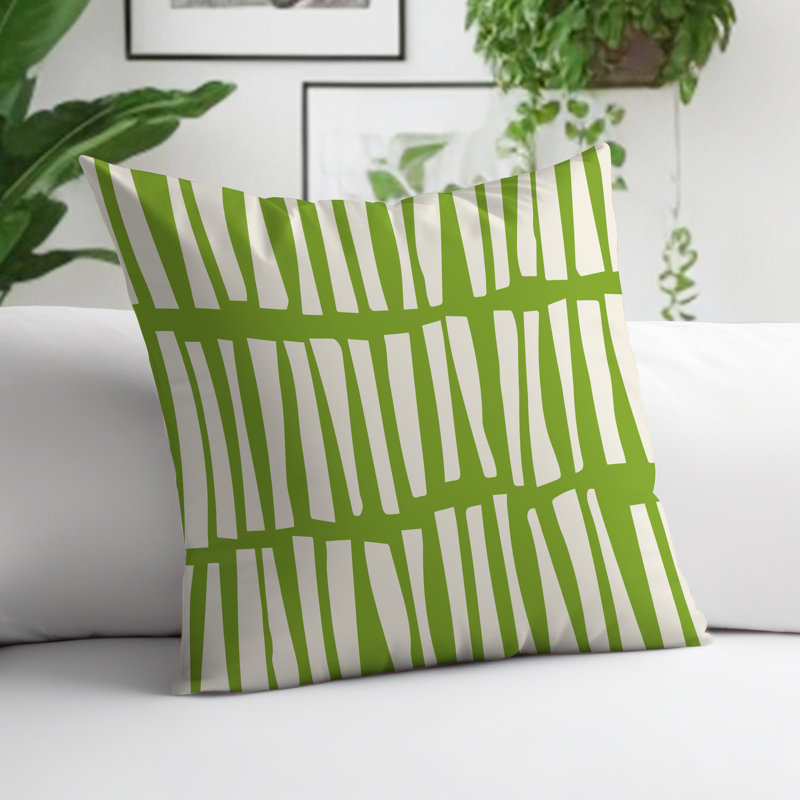 Coussin décoratif réversible Clayton, H 17 po x l 17 po, Chartreuse / blanc cassé