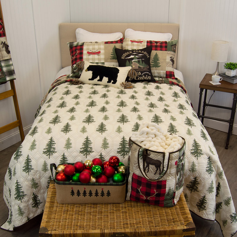 Queen Brown Microfiber Reversible Quilt Set with Animal Print