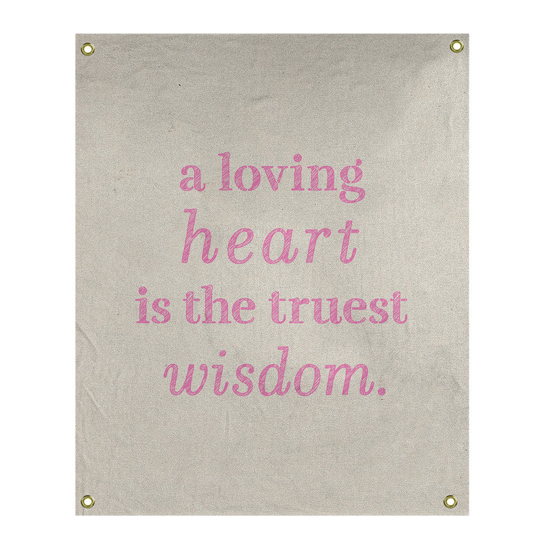Tapisserie en polyester pour l’amour et le témoignage de la sagesse, H 36 po x l 26 po, Blanc / Rose
