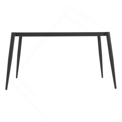 Table de salle à manger moderne en pierre artificielle à rebords droits en métal noir pouvant accueillir 6 personnes (table de salle à manger seulement)