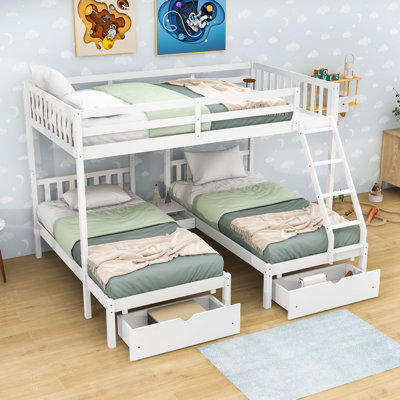 Giosbel Twin over Twin over Full 3 Drawer Bunk Bed by Harriet Bee by Harriet Bee