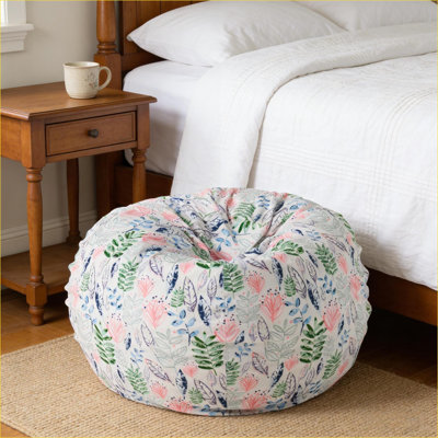 Fauteuil à billes 3 adultes sauge feuille verte pour adulte, rembourrage en mousse haute densité avec housse amovible | Rond | Tissu