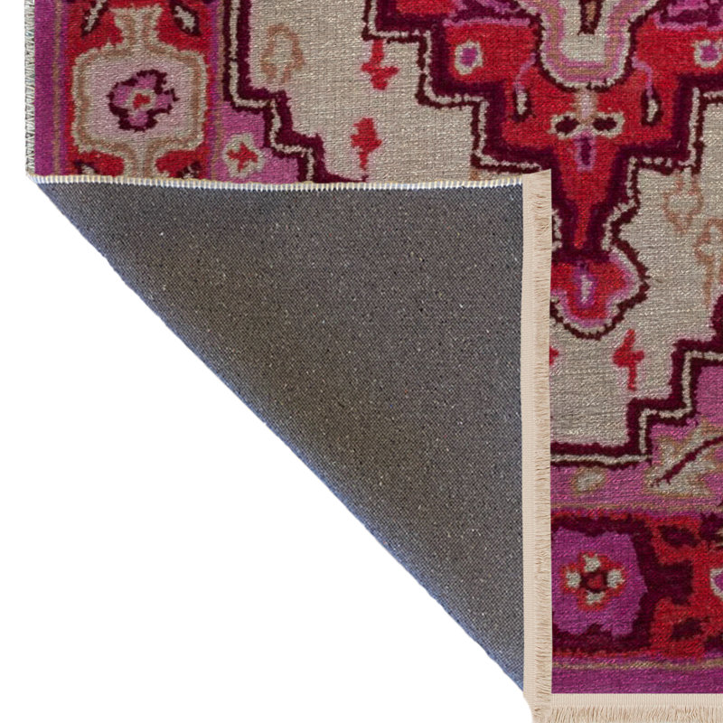 Tapis décoratif rose à motif floral, Rectangle 5 pi 1 po x 7 pi 6 po